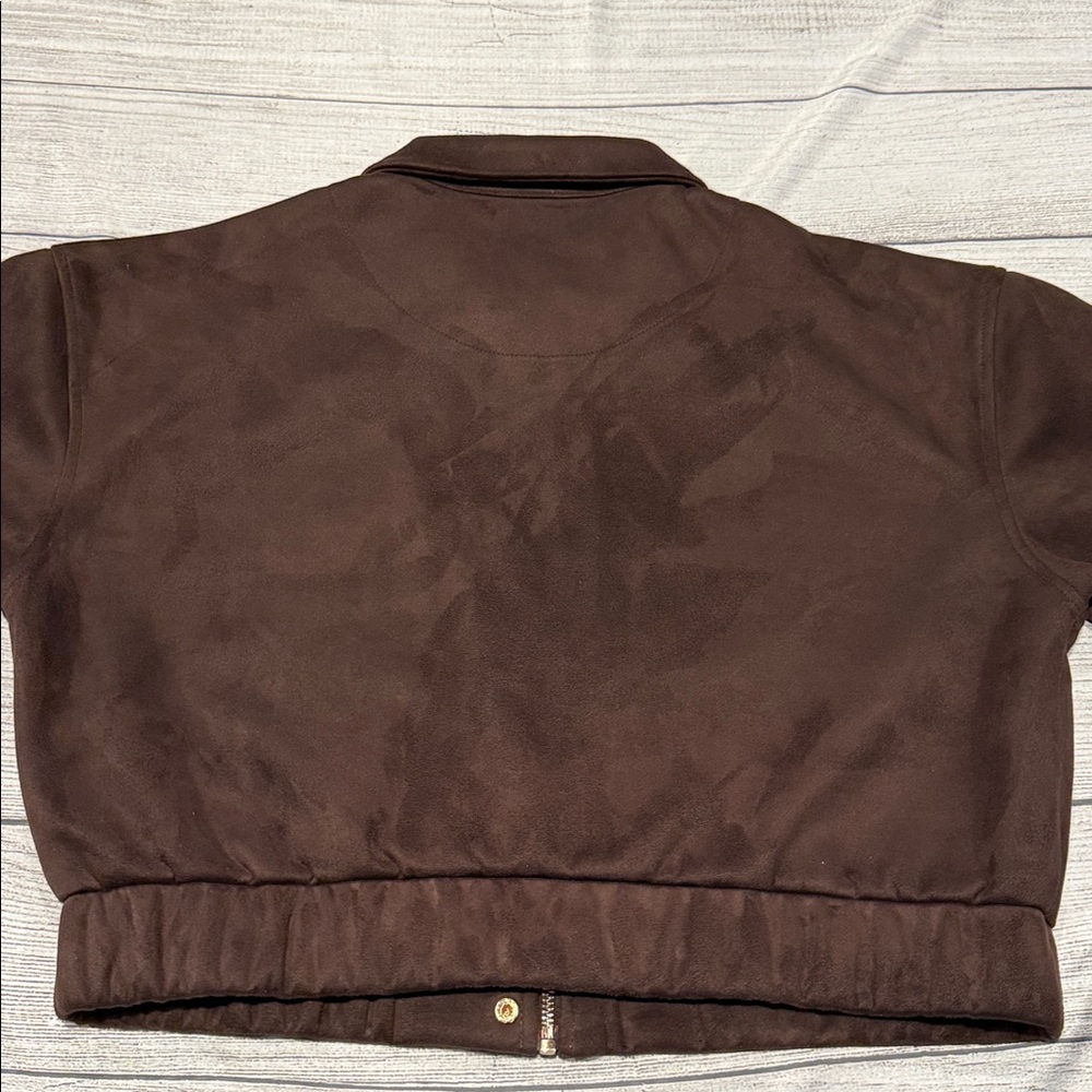 Women’s House of Harlow 1960 Cropped Faux Suede Jacket Size L brown - Picture 14 of 16